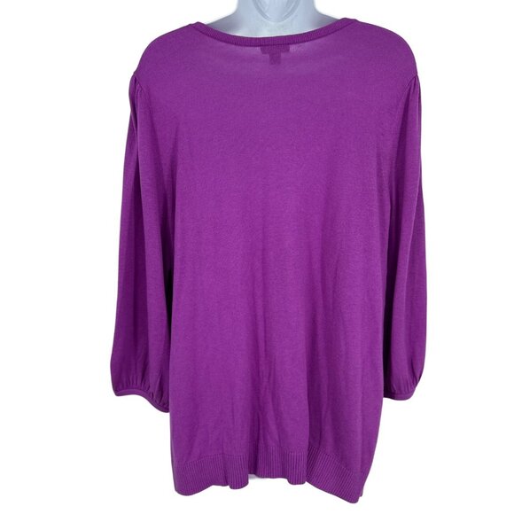 J. Jill Wearever Silk-Blend V-Neck Blouson-Sleeve Sweater Size 2X - Picture 4 of 8